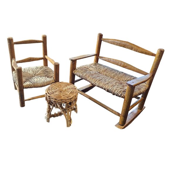 Doll House Miniature Furniture table rocking couch and Chair collectible - Picture 1 of 16